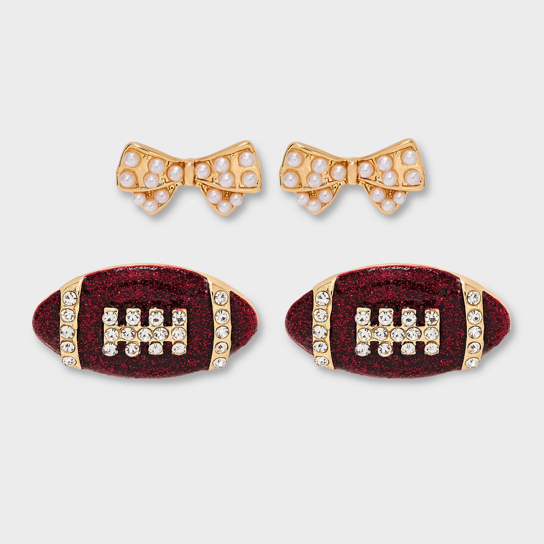 Game Day Football and Bow Earring Set 2pc - Wild Fable™ Brown