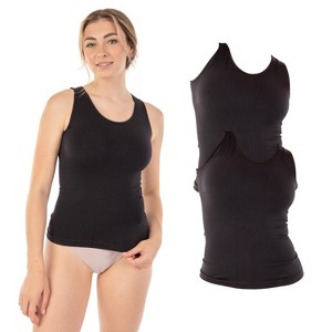 Body Beautiful Shapewear Seamless Shaping Tank top Meant to be Seen Nylon Black Medium/Large, 2-Pack - 1 of 4
