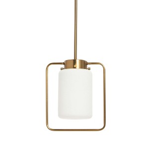 Storied Home Ezra - Metal and Frosted Glass Convertible Flush Mount/Pendant Ceiling Light - 1 of 4