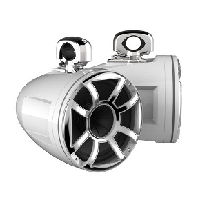 Wet Sounds REV 12 HD 12" Horn Loaded Compression Driver Tower Speakers with XS Grills & Stainless Swivel Clamps, 400 Watts RMS, White, Pair - 1 of 4