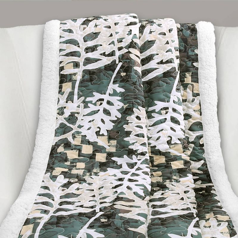 Lush D&#233;cor 50&#34;x60&#34; Camoflage Leaves Faux Shearling Throw Blanket Green, 3 of 8