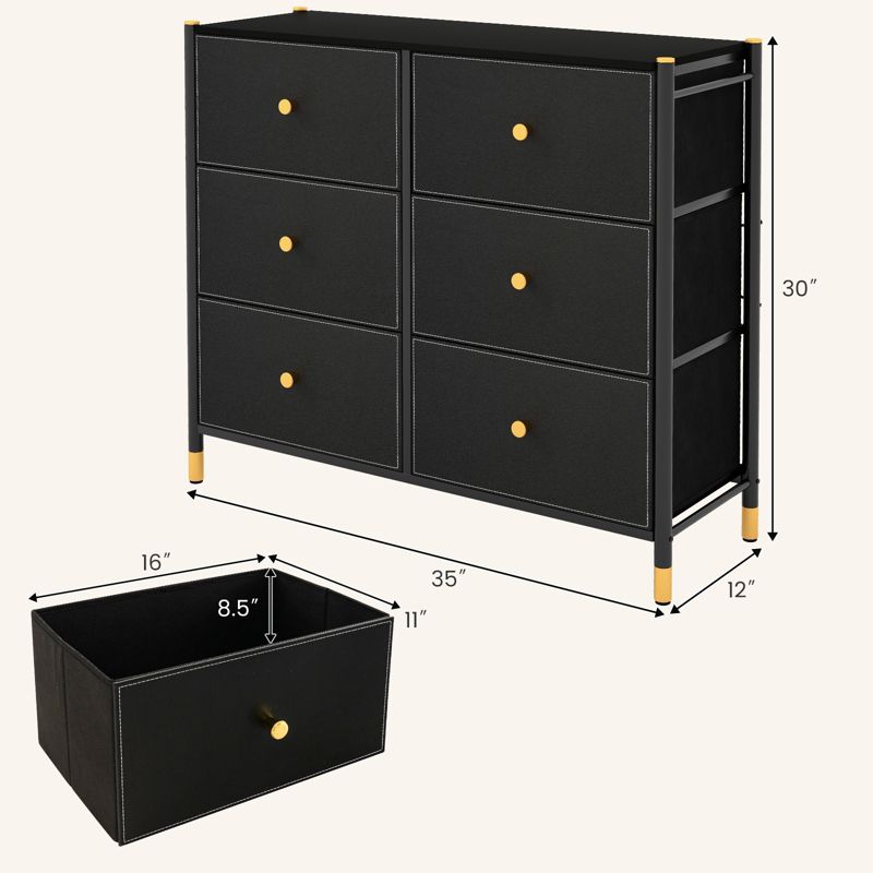 Costway 5/6/8-Drawer Fabric Dresser Tower Wide Chest of Drawers Storage Organizer Bedroom, 3 of 11