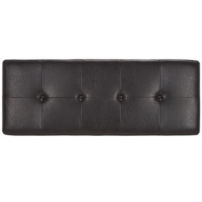 Large Brown Birch Tufted Storage Bench with Hinged Top