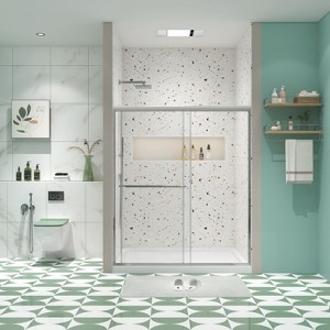 NicBex Shower Door 28.2" Wx70"H Double Bypass Bathroom Sliding Shower Door with 1/4" (6mm) Tempered Glass for Walk-in Shower - 1 of 4