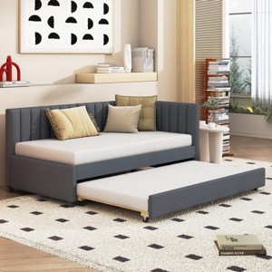 Streamdale Gray Linen Twin Upholstered Daybed with Trundle - 1 of 4