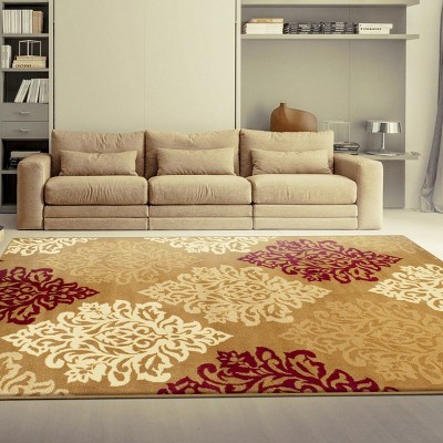 Woodfern Brown Synthetic 4'x6' Easy-Care Indoor Area Rug