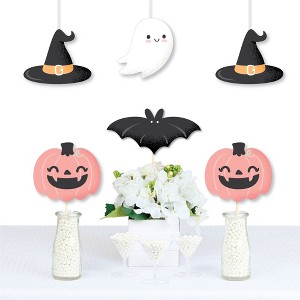 Big Dot of Happiness Pastel Halloween - Ghost, Hat, Bat and Pumpkin Decorations DIY Pink Pumpkin Party Essentials - Set of 20 - 1 of 4
