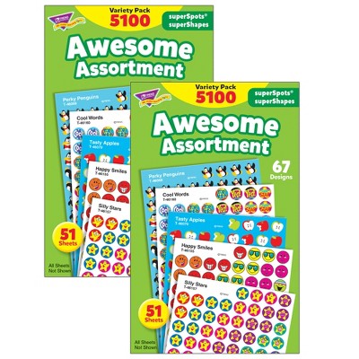 TREND Awesome Assortment superSpots®/superShapes Variety Pack, 5100 Per Pack, 2 Packs
