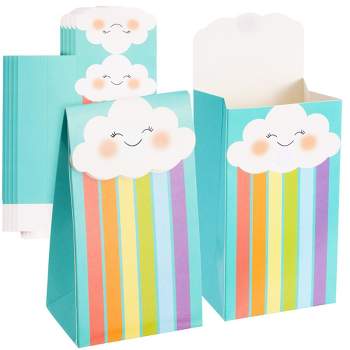 Blue Panda 24 Pack Rainbow Goodie Bags with Stickers for Birthday, Rainbow Party Favors, Treats, Baby Shower Decorations, Turquoise, 6.5 x 4 x 3 In