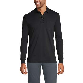 Lands' End Men's Long Sleeve Cotton Supima Polo Shirt with Pocket