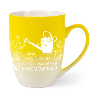 Elanze Designs Like Scattered Seeds Memories Bloom Forever Two Toned Ombre Matte Yellow and White 12 ounce Ceramic Stoneware Coffee Cup Mug