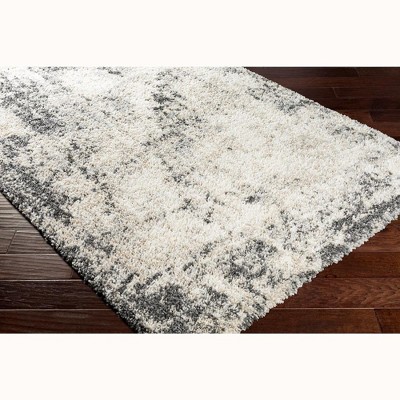 Gray and Charcoal Abstract Synthetic Fur Area Rug 6'7" x 9'