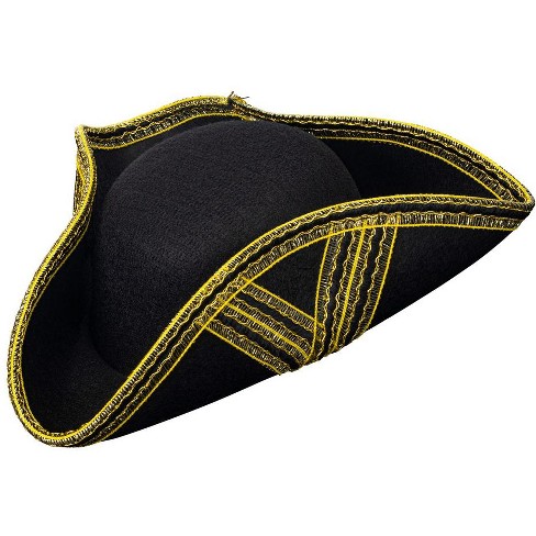 Felt Tricorne Hat with Gold Trim