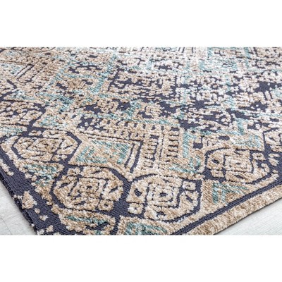5' x 7' Blue Geometric Handmade Synthetic Area Rug