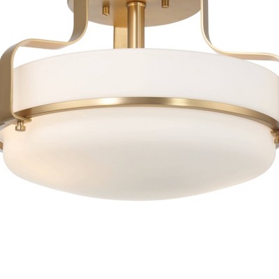 Allegra White and Gold Glass Drum Semi-Flush Mount Light