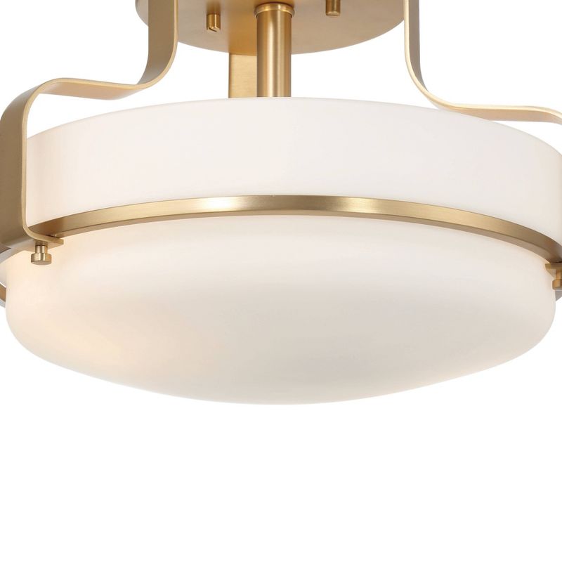 Robert Stevenson Lighting Allegra Etched Opal Glass and Metal Semi-Flush Mount Ceiling Light White and Gold, 4 of 15