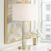 Possini Euro Design Cecil 31" Tall Large Modern End Table Lamp Clear Gold Brass Finish Acrylic Metal Single White Shade Living Room Bedroom Bedside - 2 of 4