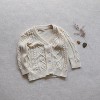 MyKids-USA Baby Crochet Kint Pattern Solid Color V-Neck Single Breasted Cardigan - 2 of 4