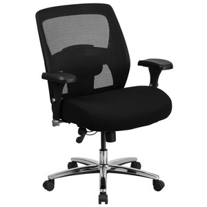 Emma and Oliver 24/7 500 lb. Big & Tall Black Mesh Ratchet Back Swivel Ergonomic Office Chair - 1 of 4