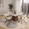 LeisureMod Upholstered Dining Chair in Leather/Velvet Poplar Wood Frame Nymia Series - 3 of 4