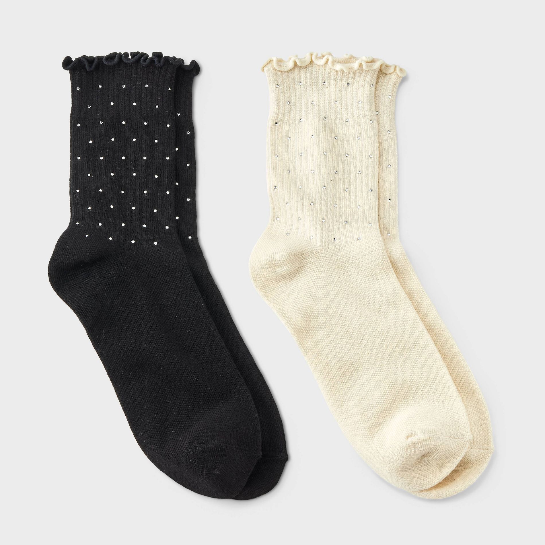 Girls' 2pk Rhinestone Dressy Crew Socks - art class™