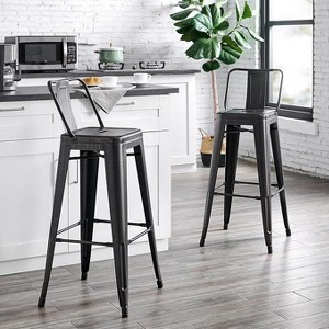 Sapphtopaz Modern Bar Stools Set Metal Farme Industrial Dining Chairs with Bucket Back Rustic Counter Stools for Kitchen Island - 1 of 4