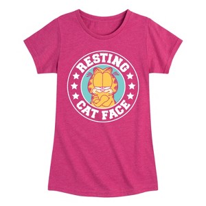 Girls' - Garfield - Resting Cat Face Fitted Short Sleeve Graphic T-Shirt - 1 of 4