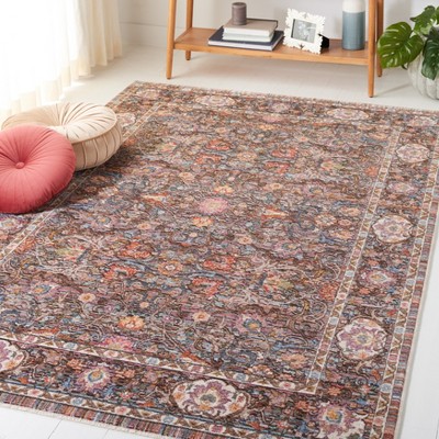 Hand-Knotted Blue Synthetic Stain-Resistant Area Rug