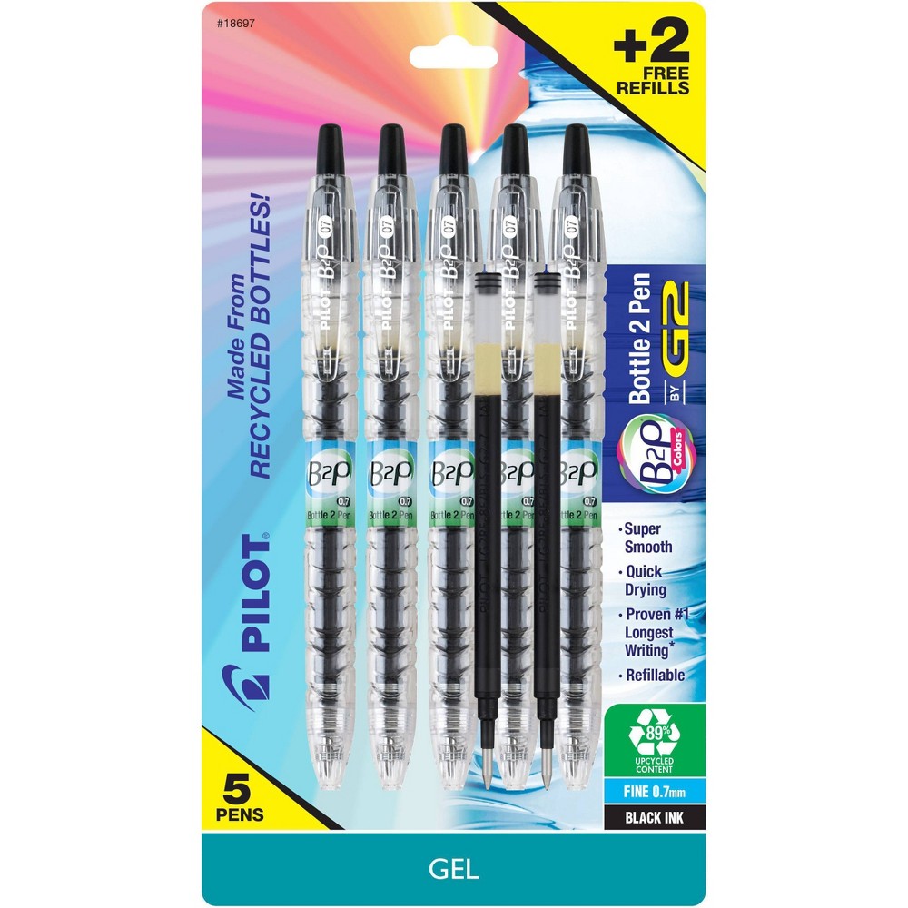 Photos - Accessory B2P 5ct Gel Pens Fine Tip Black Ink + 2 Refill