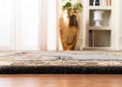 Light Blue and Ivory Hand-Tufted Wool Area Rug