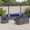 vidaXL 9-Piece Patio Lounge Set with Cushions - Gray Poly Rattan, Modular Design, Tempered Glass Table, Weather-Resistant Frame - 2 of 4
