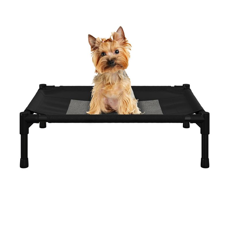 Elevated Dog Bed - 24.5x18.5-Inch Portable Pet Bed with Non-Slip Feet - Indoor/Outdoor Dog Cot or Puppy Bed for Pets up to 25lbs by PETMAKER (Black), 1 of 11