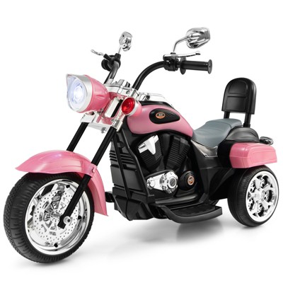 Infans 6V Kids Ride On Chopper Motorcycle 3 Wheel Trike with Headlight and Horn Pink