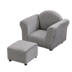 Dexmalle Kids Upholstered Sofa with Ottoman,Gray - 1 of 4