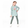 Deux par Deux Girl Hooded Tunic Sage Green with Owl Print - 4 of 4