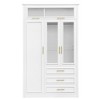 Whisen 3 Door Wardrobe Armoire Closet with LED and 3 Drawers - White - 4 of 4