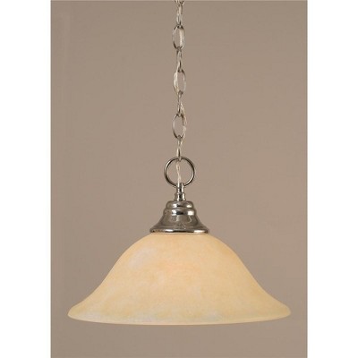 Toltec Lighting Any 1 - Light Pendant in  Chrome with 12" Amber Marble Shade