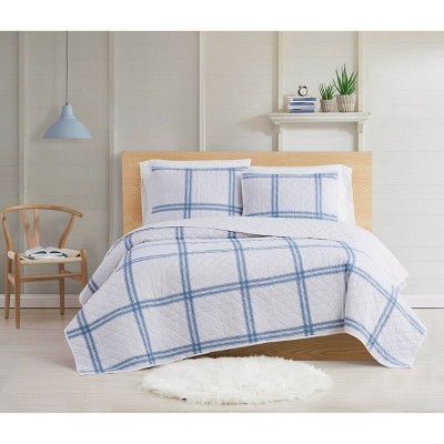 Twin XL 2pc Farmhouse Plaid Quilt Set Blue - Cottage Classics