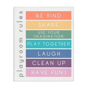 Stupell Industries 15"x10" Bold List of Playroom Rules Kids' Rainbow Stripes Wall Art Unframed - 1 of 4