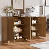 36 in. Tall Wood Grain Storage Cabinet in White, Storage Organizer with 2 Rattan Weave Doors for Bedroom Living/Dinning Room - 3 of 4