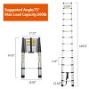 FURNIinspire Ladders 12.5ft Telescopic Extension Ladder Aluminum Alloy Folding Ladder Portable Step Ladder Shelf, Silver, 12.44"*2.83"*149.6" - 3 of 4