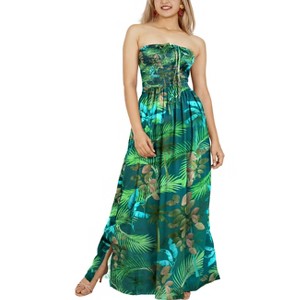 HAPPY BAY Women's Tube Dress Maxi Casual Dress Large-X-Large Regal Leaves - 1 of 4