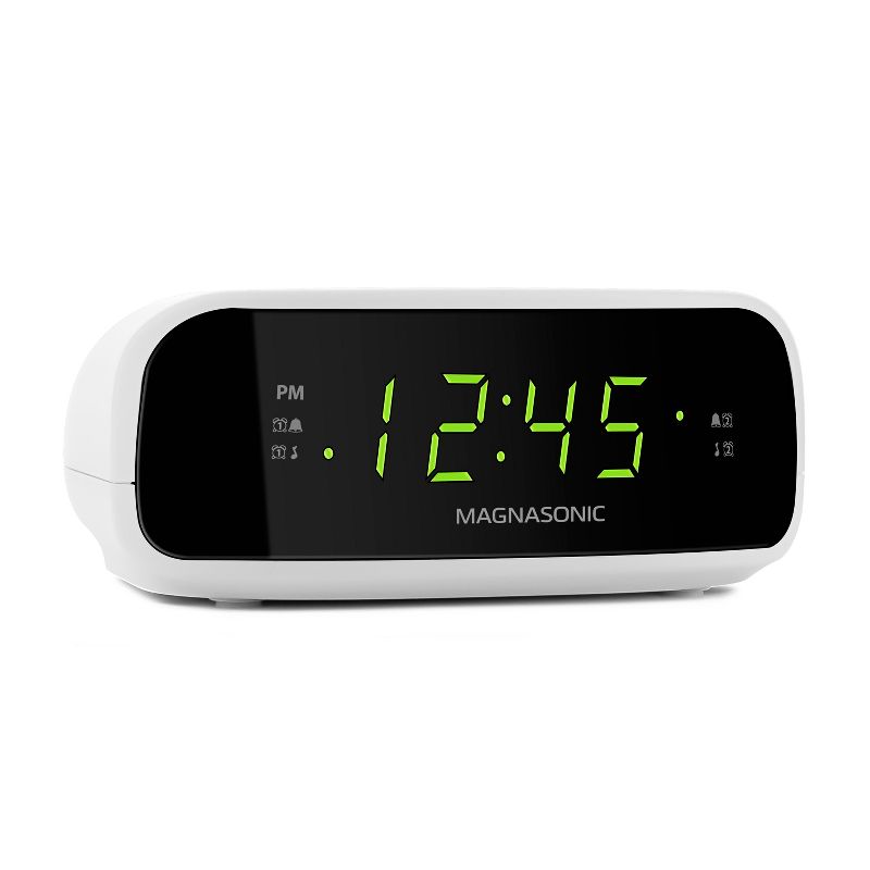 Magnasonic Digital AM/FM Clock Radio with Battery Backup, Dual Alarm, Sleep/Snooze Functions, Display Dimming  Option - White, 5 of 10