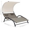 vidaXL Double Sun Lounger with Canopy Textilene Taupe - 3 of 4