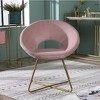 Roundhill Furniture Slatina Silky Velvet Upholstered Accent Chair, Pink with Gold Tone Finished Base - 3 of 4