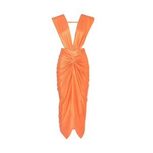 Goddess Ruched Twist Dress - LEZAT - 1 of 4