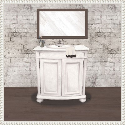 Brick Bath II White Canvas Wall Art with Beaded Frame