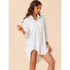 cheibear Women's Satin Lounge Boyfriend Style Button Down Sleepwear Dress - 2 of 4