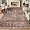 Lahome Vintage Full Coverage Floral Border Short Pile Velvet Rectangular Indoor Area Rug - 2 of 4