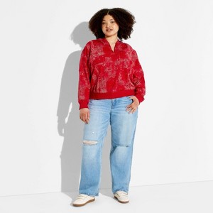 Women's Split Neck French Terry Pullover Sweatshirt - Wild Fable